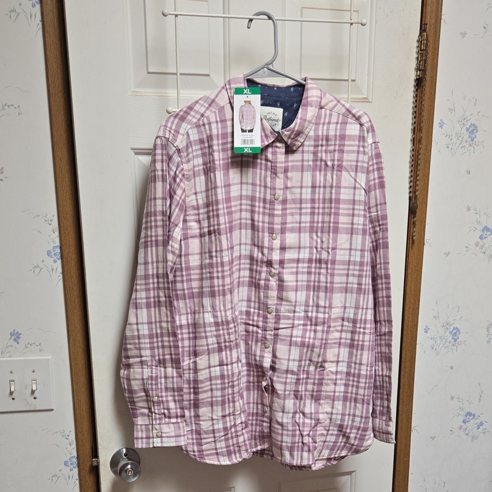 Jachs Girlfriend Plaid Snap Up Shirt With Pockets NWT - Picture 1 of 12